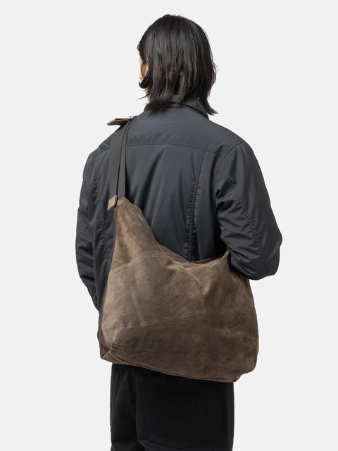 hobo Azuma Shoulder Bag M Pig Suede Dark Brown, Shoulder Bags