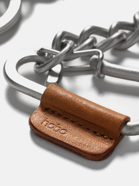 hobo Carabiner Chain Key Ring with Horse Leather Camel, Keychains