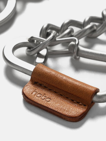 hobo Carabiner Chain Key Ring with Horse Leather Camel, Keychains