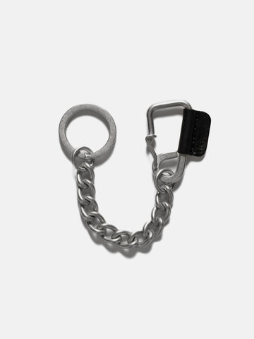 hobo Carabiner Chain Key Ring with Horse Leather Black, Keychains