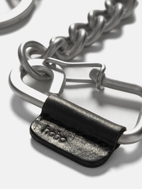 hobo Carabiner Chain Key Ring with Horse Leather Black, Keychains