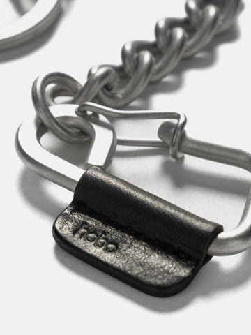 hobo Carabiner Chain Key Ring with Horse Leather Black, Keychains