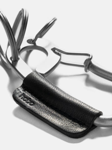 hobo Carabiner Key Ring with Horse leather Black, Keychains