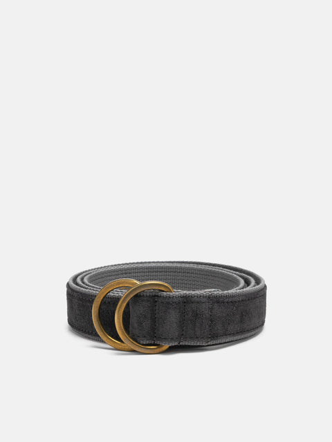 hobo Double Ring Belt Pig Suede Charcoal, Belts