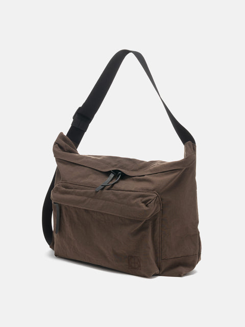 hobo Shoulder Bag Nylon Oxford Onibegie Dyed Brown, 