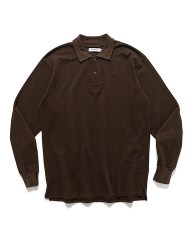 nonnative Dweller L/S Polo Shirt Cotton Pique Brown, Shirts