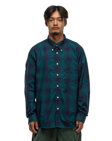 Dweller L/S B.D. Shirt Cotton Typewriter Tartan Check Green - HAVEN