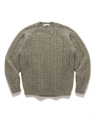 nonnative Worker Aran Sweater Kid Mohair/W/N/P Yarn Khaki, Sweaters