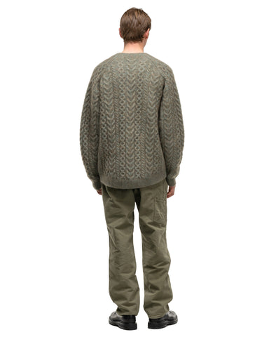 nonnative Worker Aran Sweater Kid Mohair/W/N/P Yarn Khaki, Sweaters