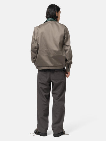 rear view of model wearing sacai cotton chino blouson gray