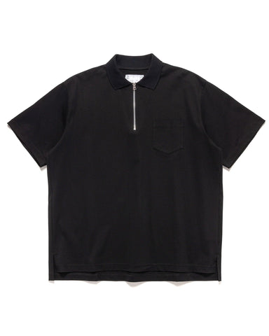 Cotton Jersey Polo Shirt Black - HAVEN