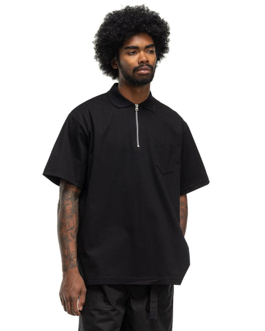 Cotton Jersey Polo Shirt Black - HAVEN