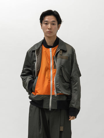 sacai Cotton Nylon Twill Blouson Khaki, Jackets