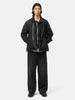 full-body view of the model wearing the sacai Denim x Nylon Twill Blouson Black
