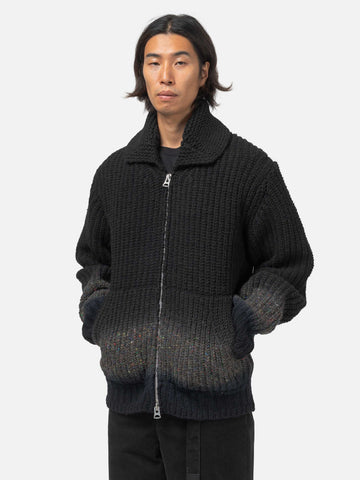 sacai Garment Dye Wool Knit Cardigan Black, Cardigans