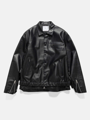 Flat shot of the sacai Leather Blouson Black