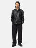 full-body view of the model wearing the sacai Leather Blouson Black