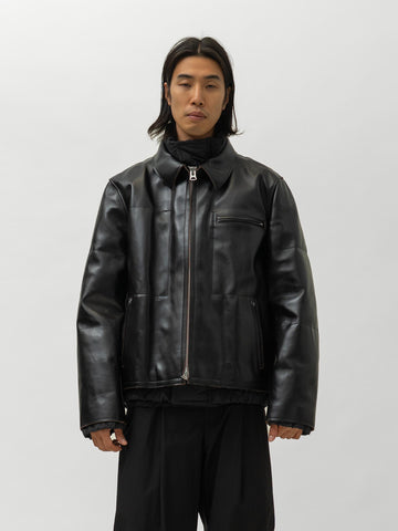 sacai Leather Puffer Blouson Black, Leather Jackets