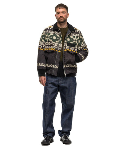 sacai Pattern Knit Print Blouson Jacket Black x Green, Outerwear