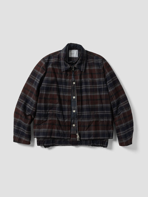sacai Plaid Flannel Blouson Brown x Navy, Jackets