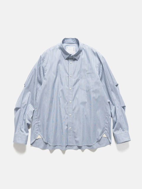 Flat shot of the sacai Poplin Shirt Blue Stripe
