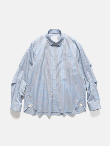 Flat shot of the sacai Poplin Shirt Blue Stripe