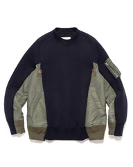 Sponge Sweat x Nylon Twill Pullover Navy x Khaki - HAVEN