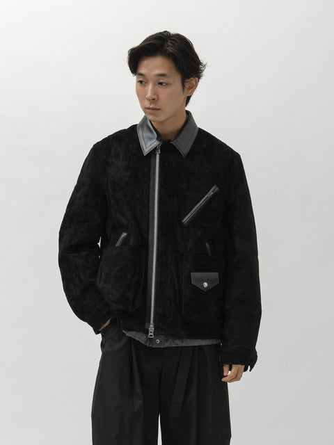 sacai Suede Blouson Black, Leather Jackets