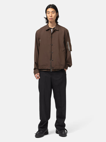 full-body view of the model wearing the sacai Suiting Pants Black