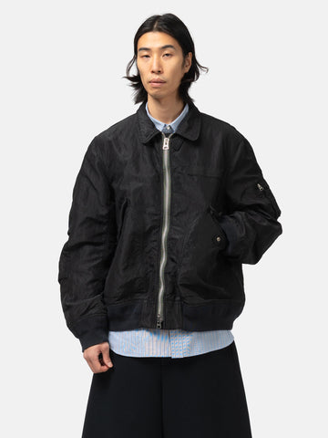 half-body view of the model wearing the sacai Treated Nylon Twill Blouson Black