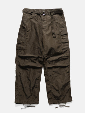 flat shot of the sacai Treated Nylon Twill Pants Khaki