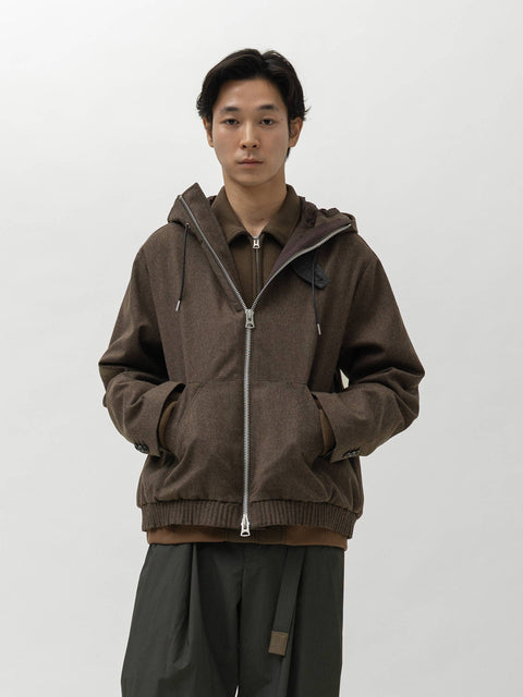 sacai Wool Flannel Hoodie Brown, Jackets