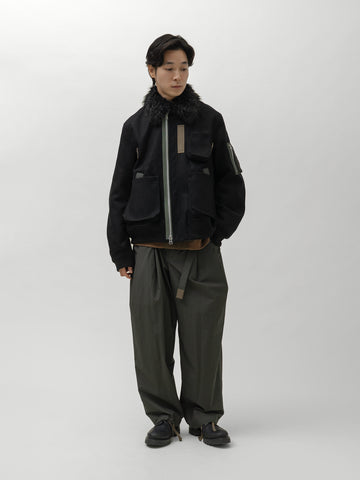 sacai Wool Melton Blouson Black, Jackets