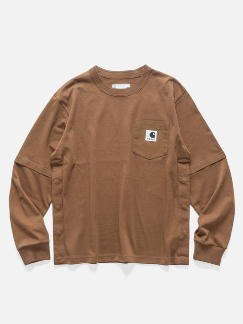 sacai x Carhartt WIP Cotton Jersey L/S T-Shirt Dark Beige, T-Shirts