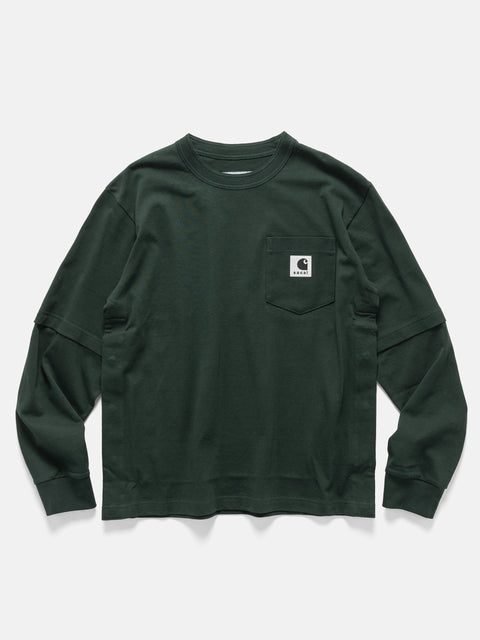 sacai x Carhartt WIP Cotton Jersey L/S T-Shirt Green, T-Shirts