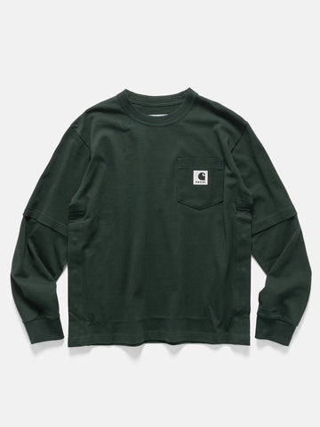 sacai x Carhartt WIP Cotton Jersey L/S T-Shirt Green, T-Shirts