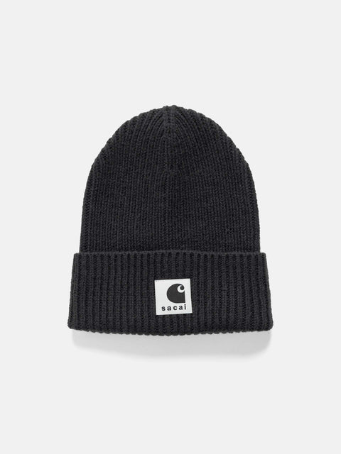 sacai x Carhartt WIP Wool Knit Beanie Black, Headwear