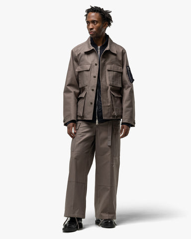 sacai x WTAPS Cotton Back Satin Jacket Taupe, Outerwear