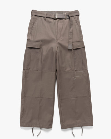 sacai x WTAPS Cotton Back Satin Pants Taupe, Bottoms