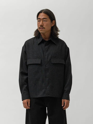 sage NATION Crop Vincent Shirt Lambswool Coal, Shirts