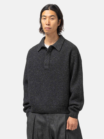 sageNATION Polo Knit Speckled Charcoal, Sweaters