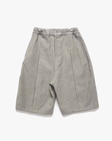 sageNATION Box Pleat Shorts Grey Herringbone, Bottoms