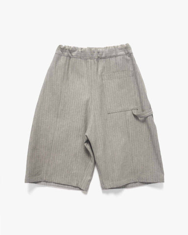 sageNATION Box Pleat Shorts Grey Herringbone, Bottoms