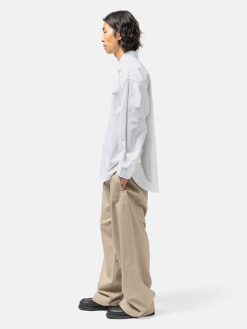 sageNATION Wide Tailored Trouser Cotton Twill Beige, Trousers