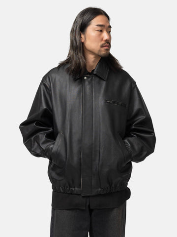 ssstein Cow Leather Vintage Zip Jacket Black, Leather Jackets