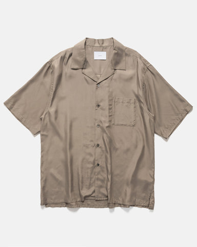 ssstein Cupro Twill Oversized Open Collar SS Shirt Taupe, Shirts