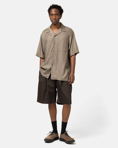 ssstein Cupro Twill Oversized Open Collar SS Shirt Taupe, Shirts