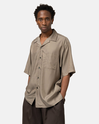 ssstein Cupro Twill Oversized Open Collar SS Shirt Taupe, Shirts