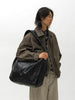 ssstein Goat Leather Shirring Handle Shoulder Bag Black, Shoulder Bags
