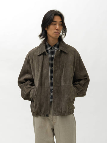 ssstein Goat Suede Zip Jacket Olive, Leather Jackets
